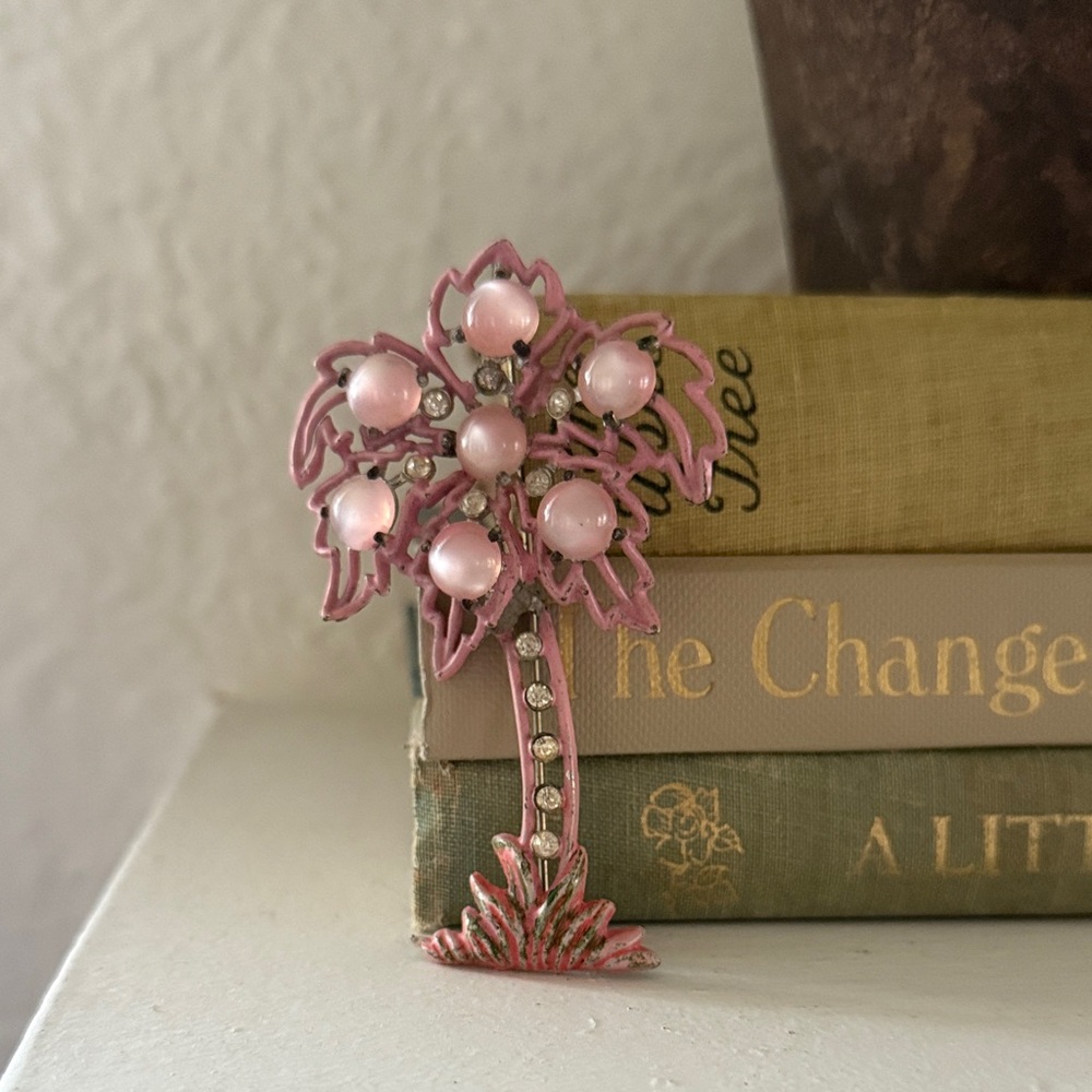 Vintage Pink Palm Tree Brooch